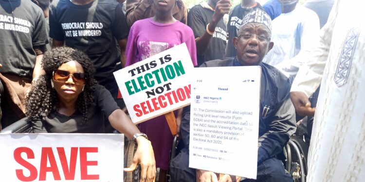  Atiku, Ayu, Others protest presidential election in Abuja