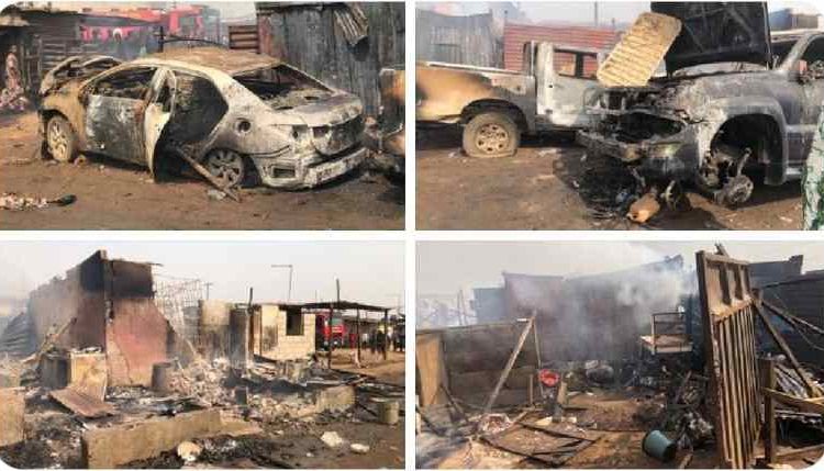  Just in: Gas Explosion Ravages Lagos Community, Destroy Shops and Vehicles (Photos)