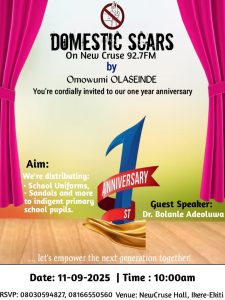 Domestic Scars Radio Programme Set to Donate Items to Indigent Primary School Pupils