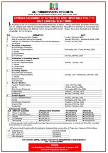 APC Releases Revised Timetable for 2027 General Elections