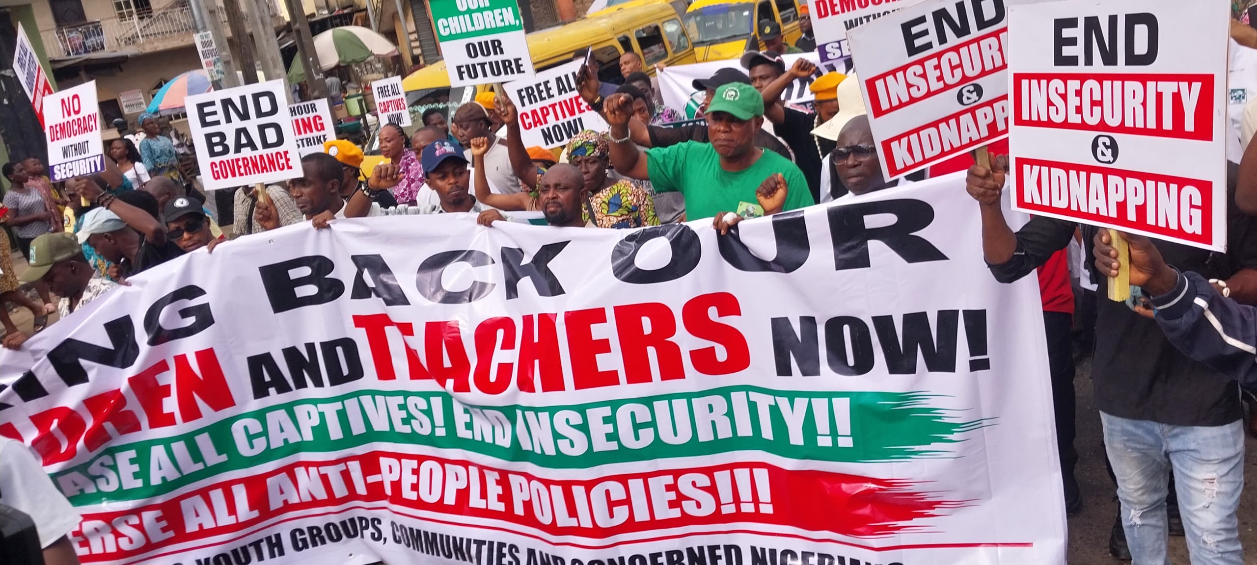 Democracy-Day: Lagos Protesters March From Ikeja to Maryland, Demand End to Insecurity in Nigeria