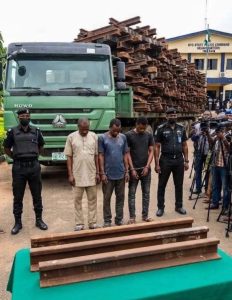 BREAKING: Oyo Police Arrest 3 Suspected Railway Vandals, Recover Rail Tracks Worth ₦200m