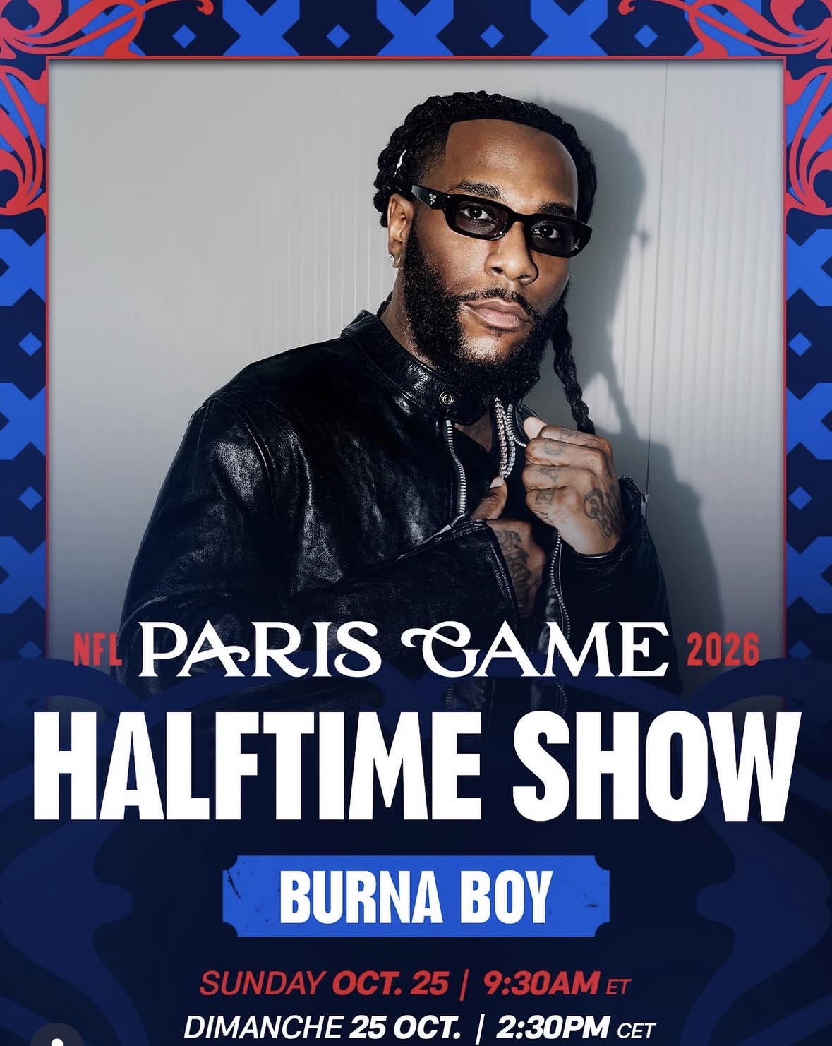 Burna Boy to Headline Historic NFL Paris Game Halftime Show