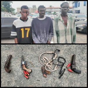Police Arrest Three Suspected Armed Robbers, Recover Three Locally Made Pistols in Lagos