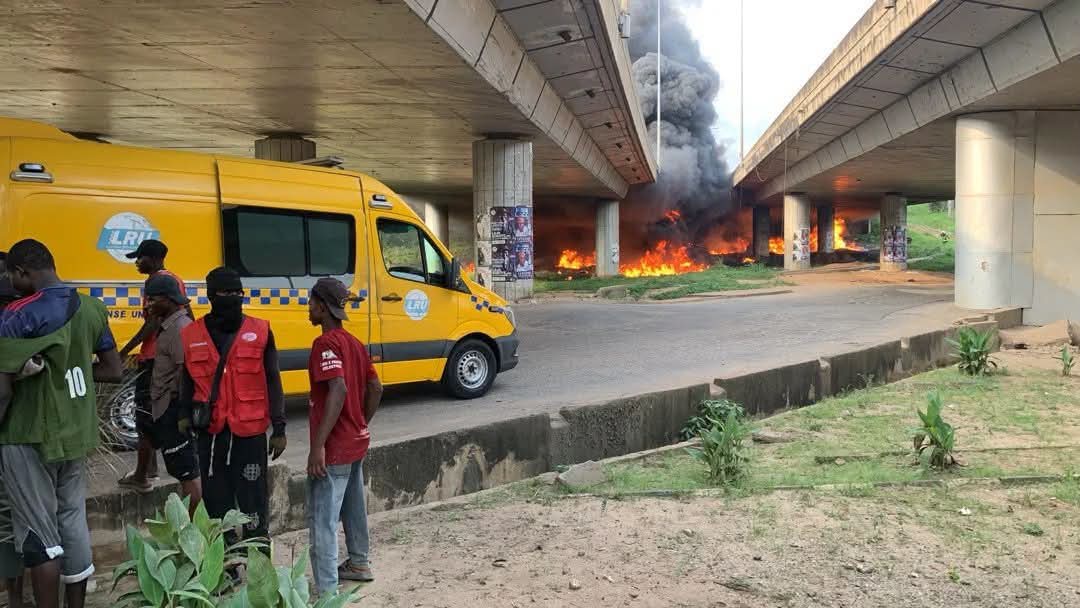 Tanker catches fire under Otedola Bridge